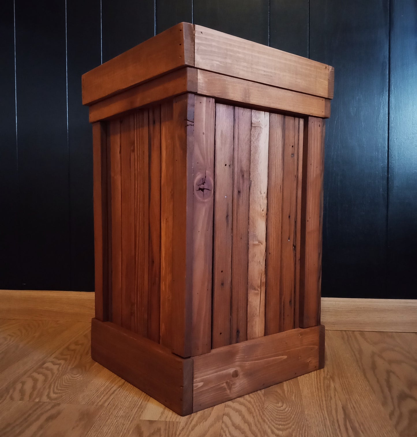 Rustic Wood Trash Bin