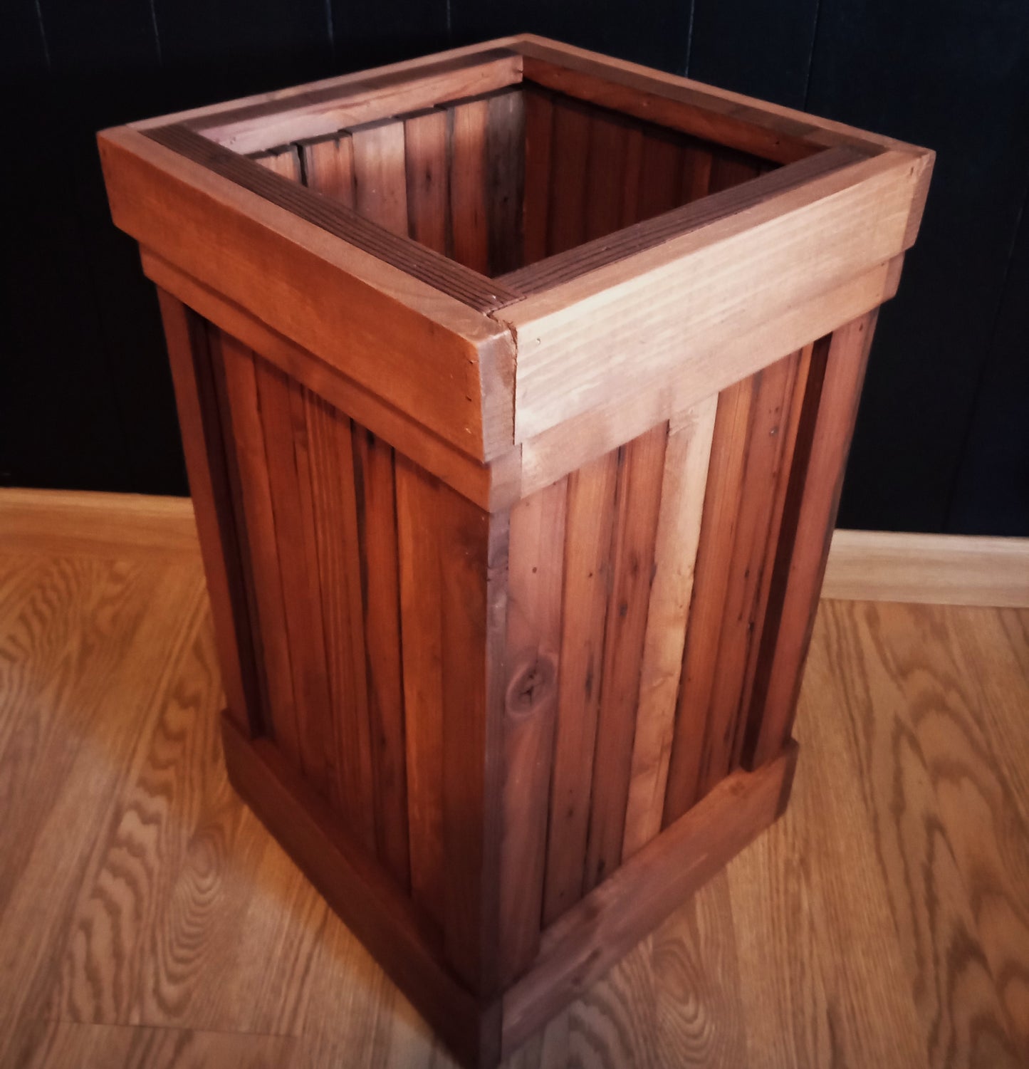 Rustic Wood Trash Bin