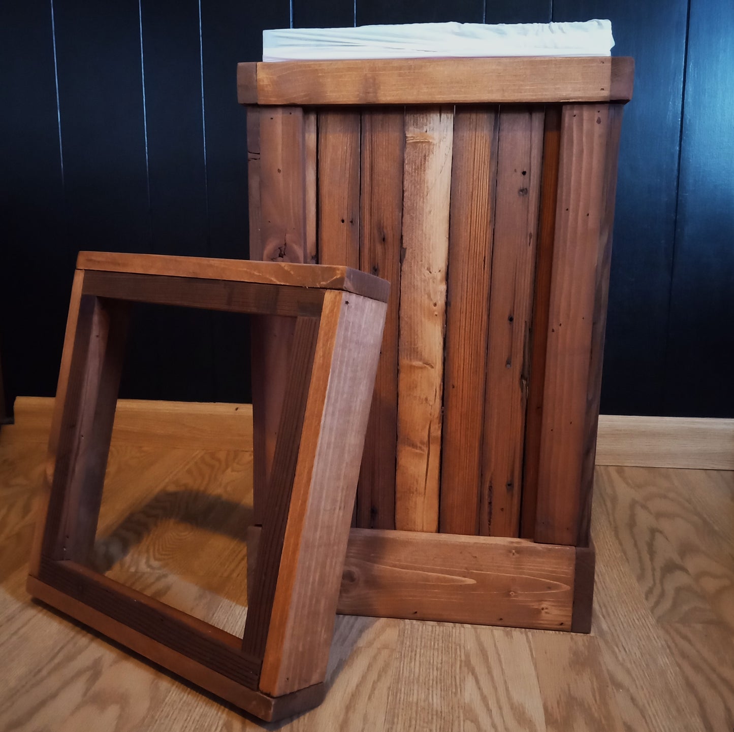 Rustic Wood Trash Bin