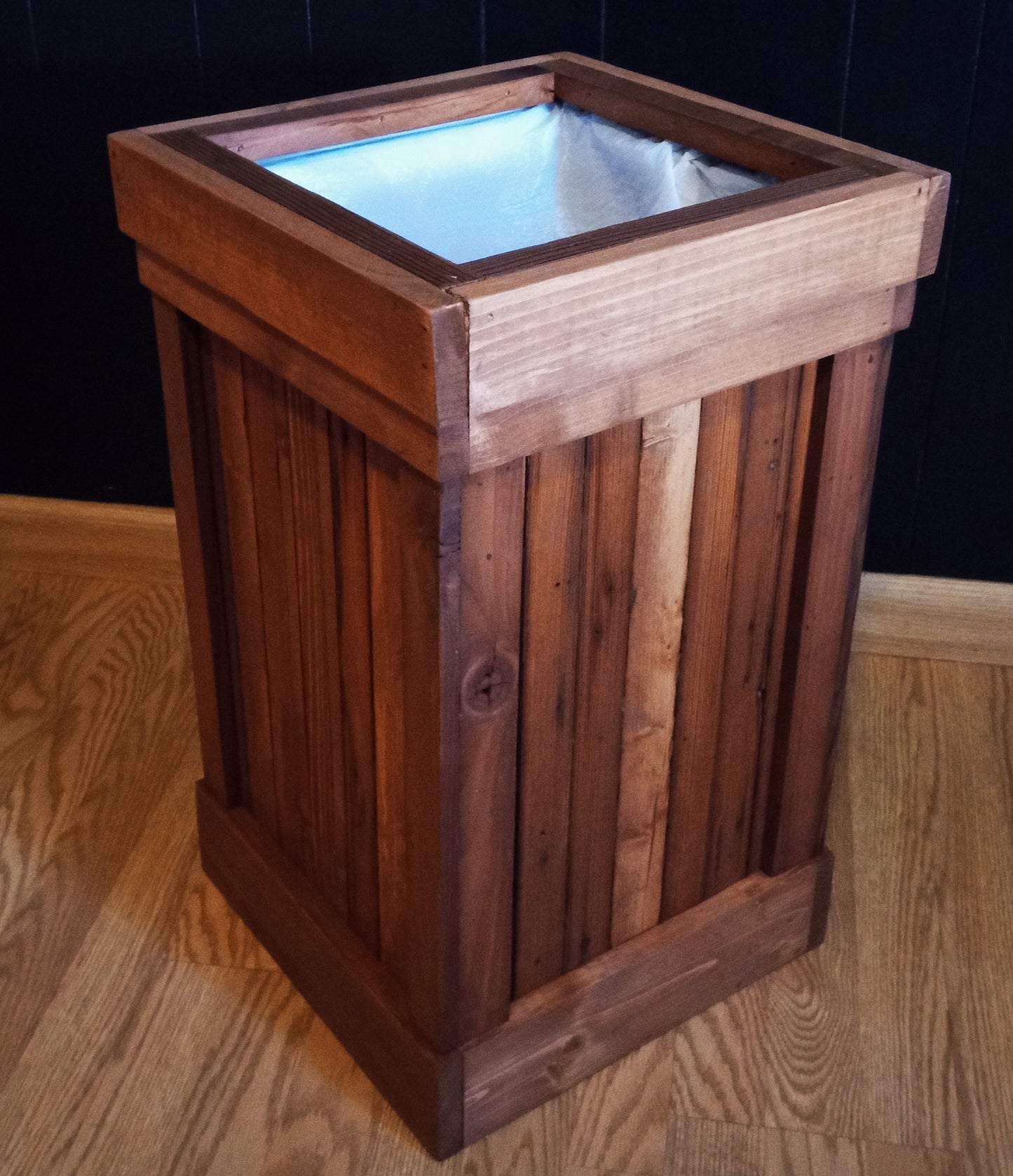 Rustic Wood Trash Bin