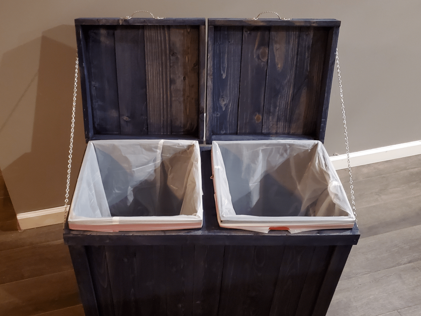 Double Sided Rustic Trash Bin
