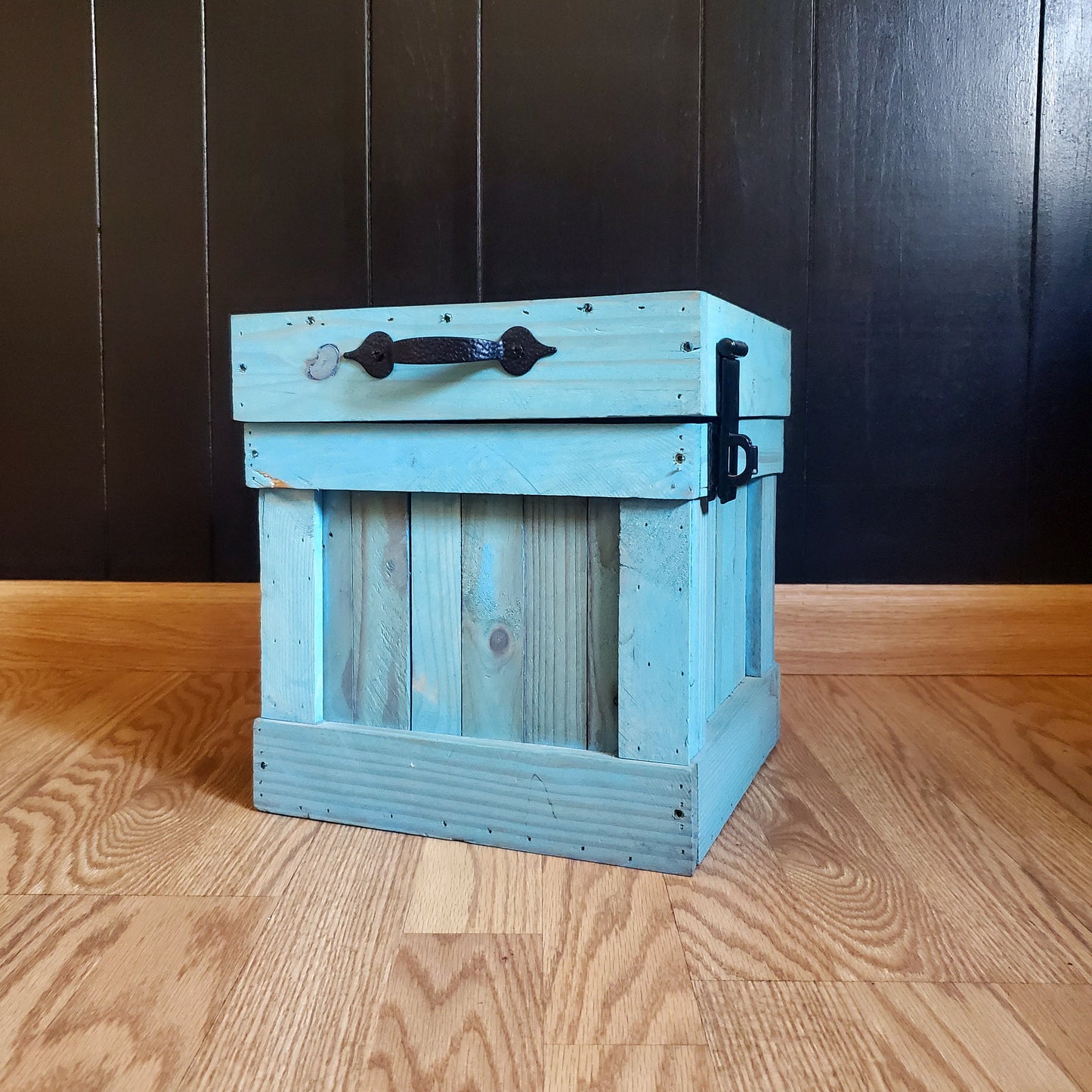 Vintage Aqua Trash Can