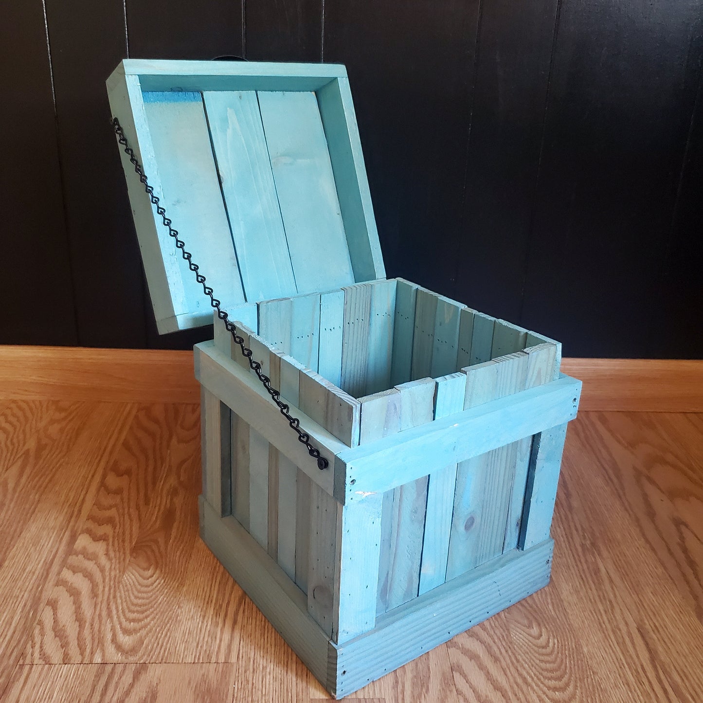 Vintage Aqua Trash Can
