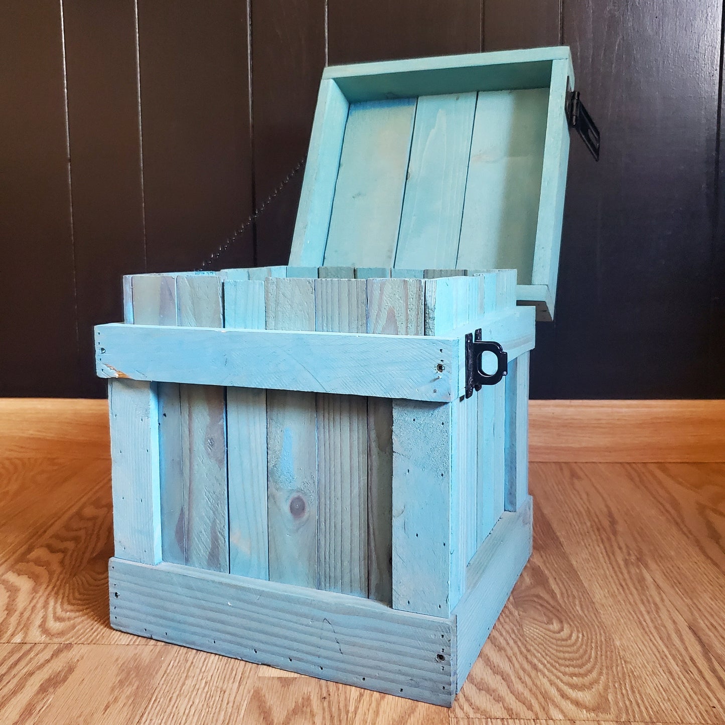 Vintage Aqua Trash Can