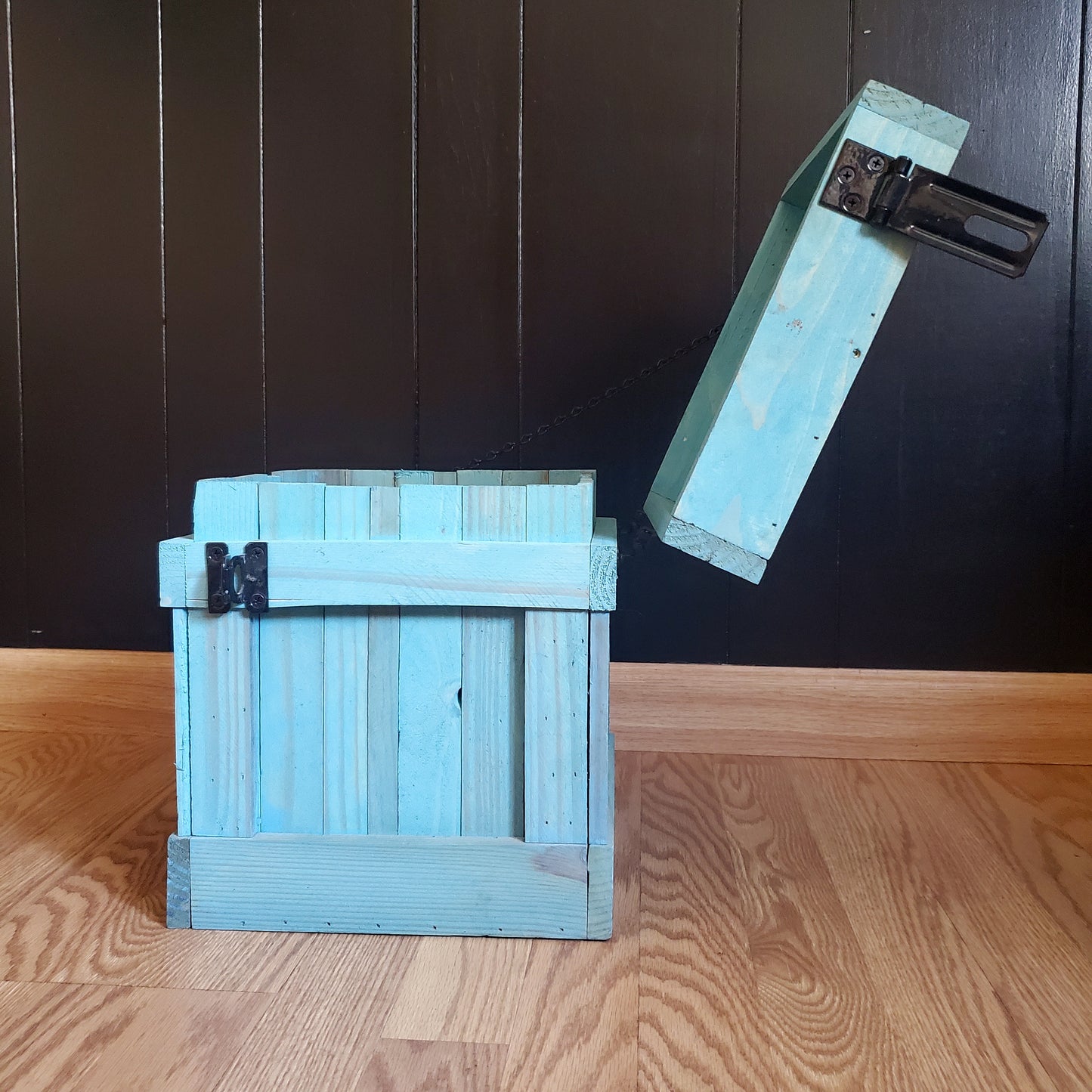 Vintage Aqua Trash Can