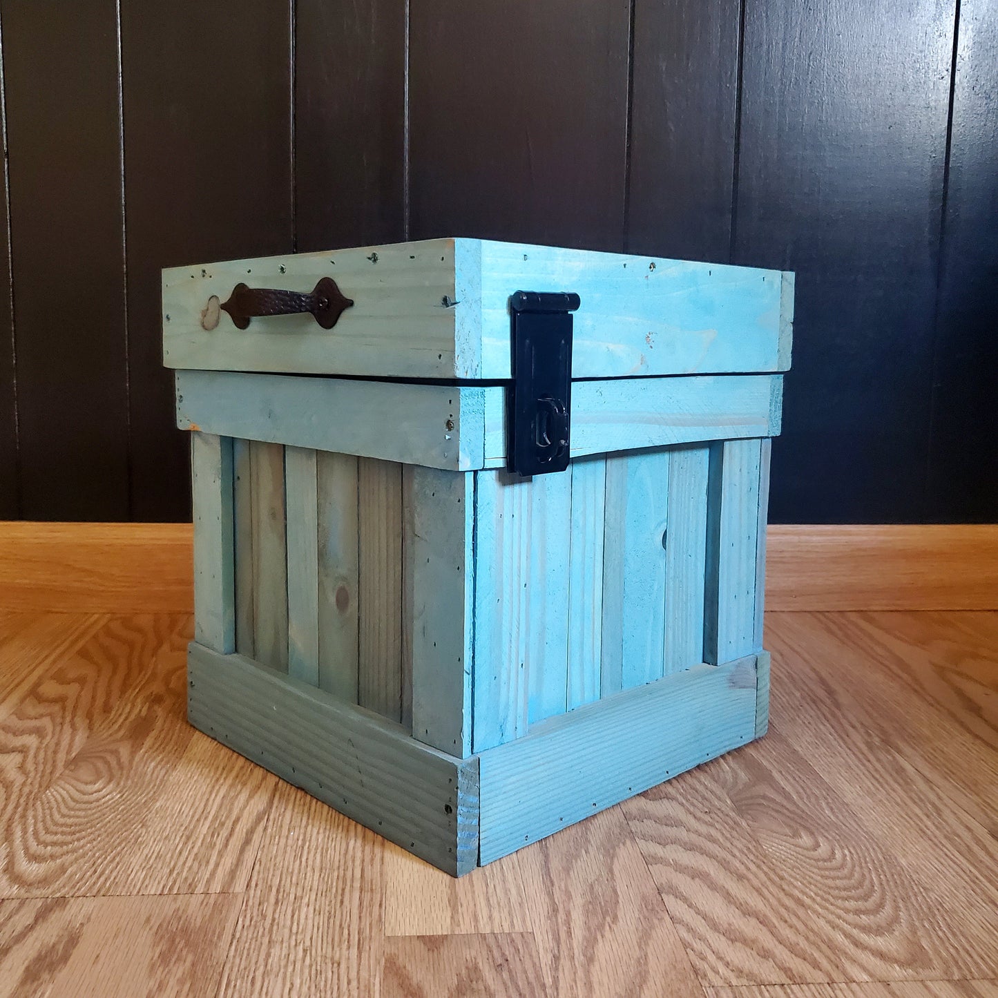 Vintage Aqua Trash Can