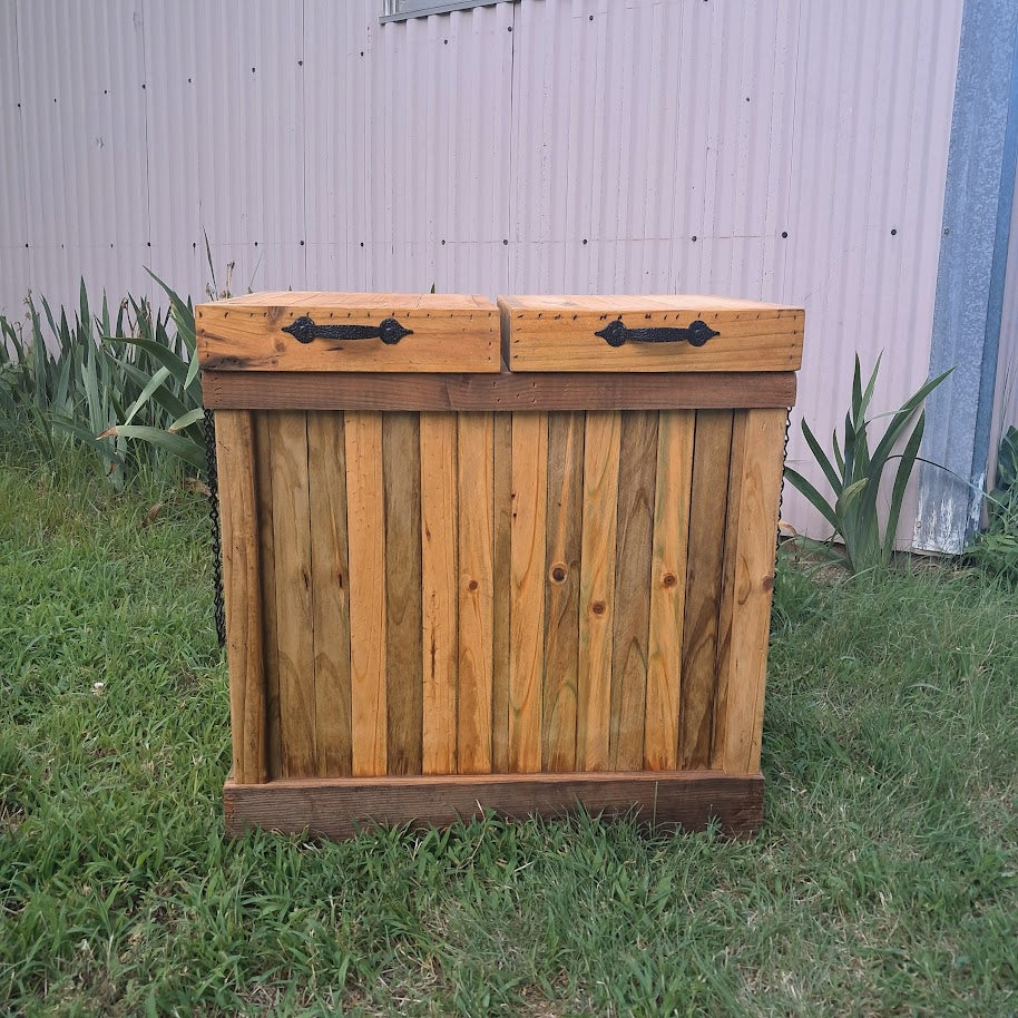 Rustic Wood Dual Sided Trash Container