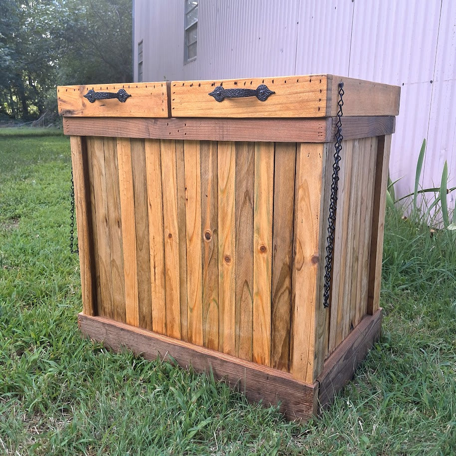 Rustic Wood Dual Sided Trash Container