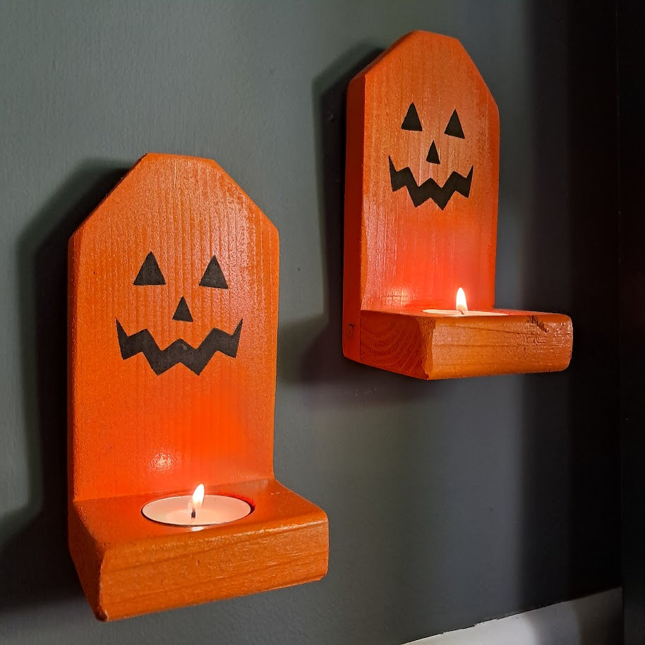 Cute Jack O Lantern Pumpkin Halloween Candle Holders