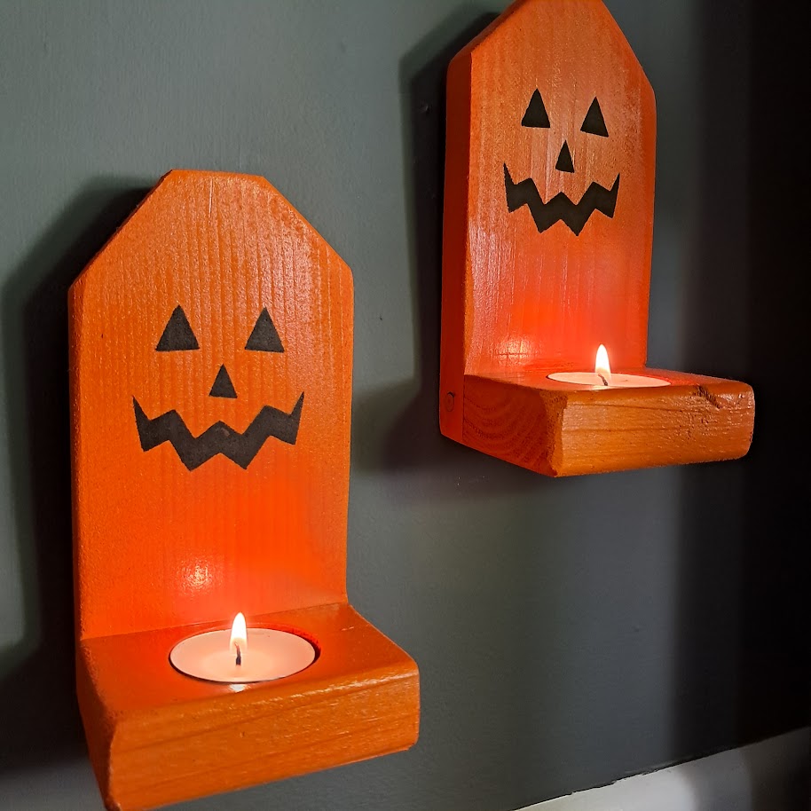 Cute Jack O Lantern Pumpkin Halloween Candle Holders