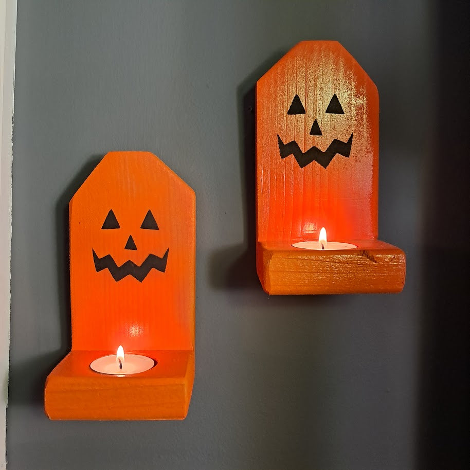 Cute Jack O Lantern Pumpkin Halloween Candle Holders