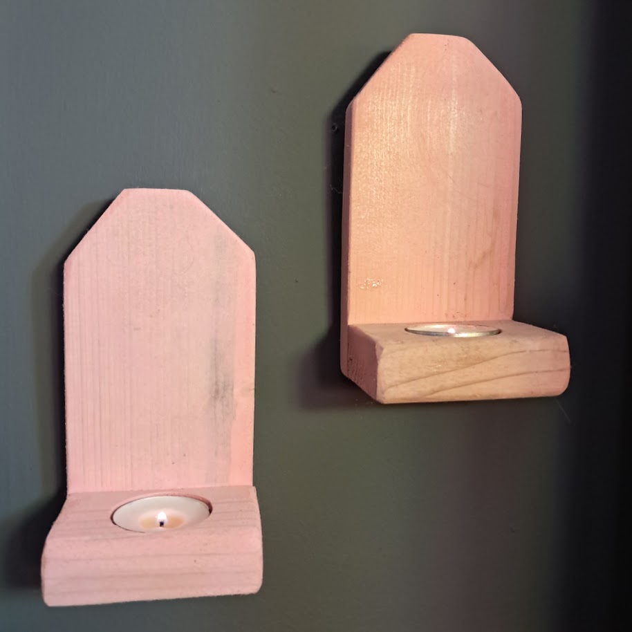 Light Pink Wood Tea Light Candle Holders