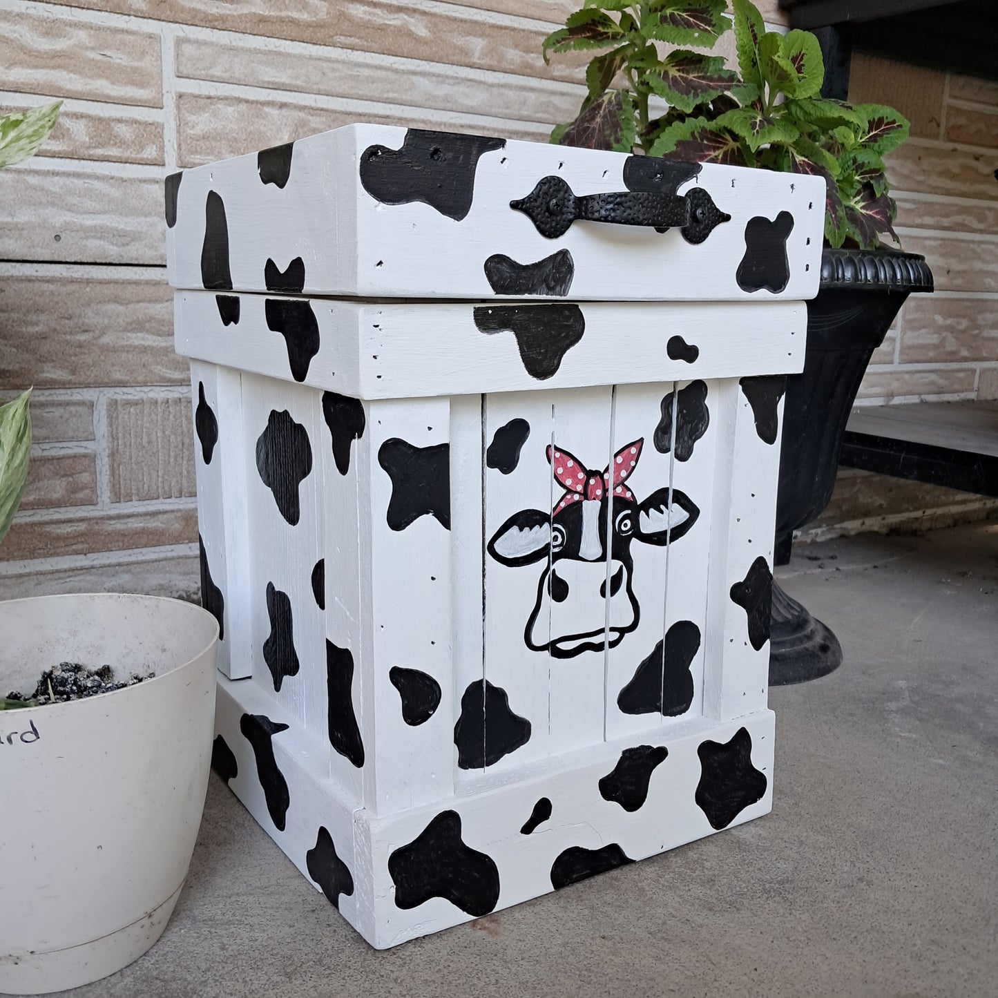 Cow Print Trash Can