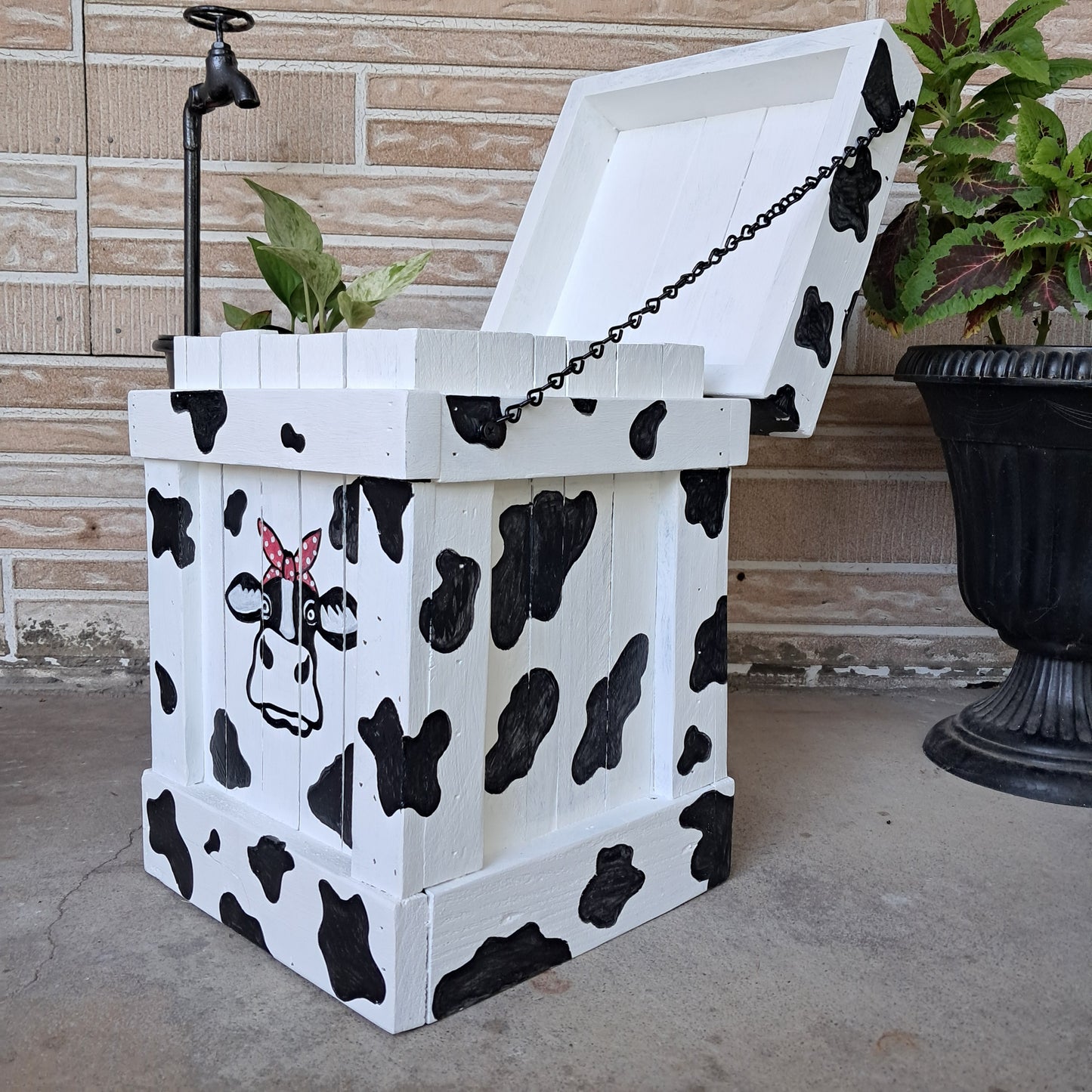 Cow Print Trash Can