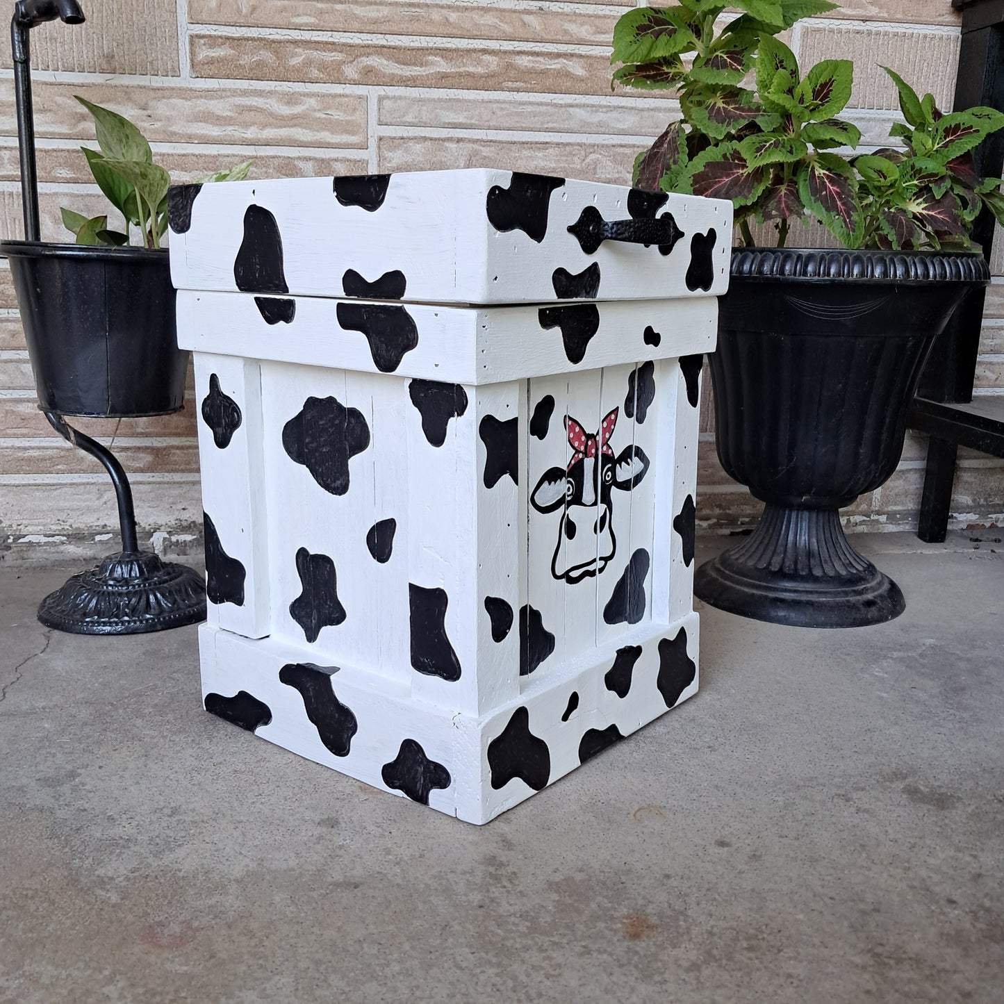 Cow Print Trash Can