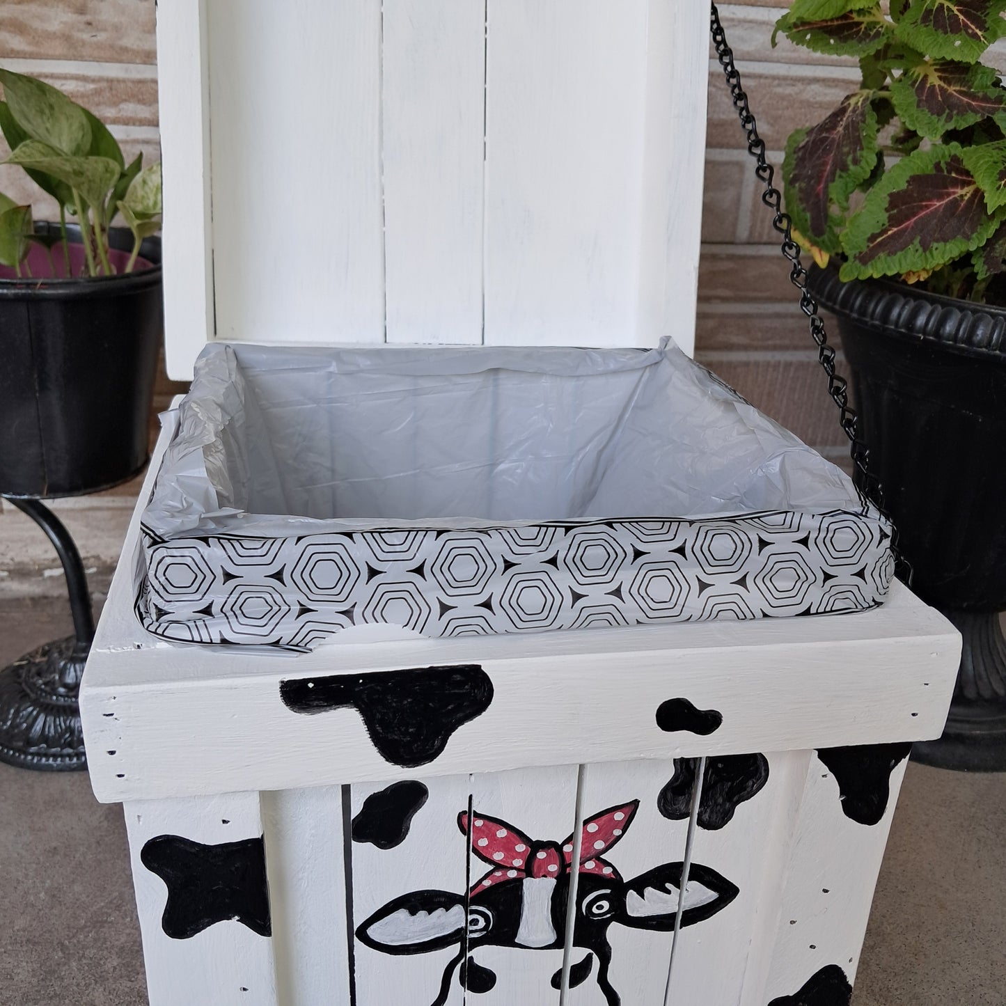 Cow Print Trash Can