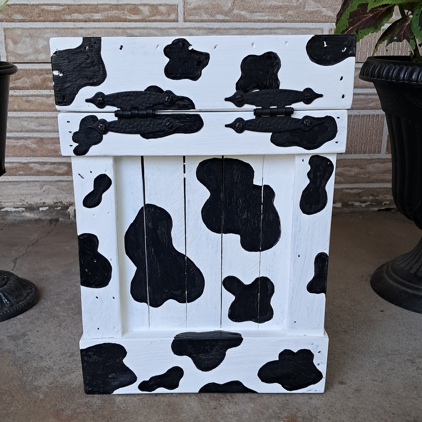 Cow Print Trash Can