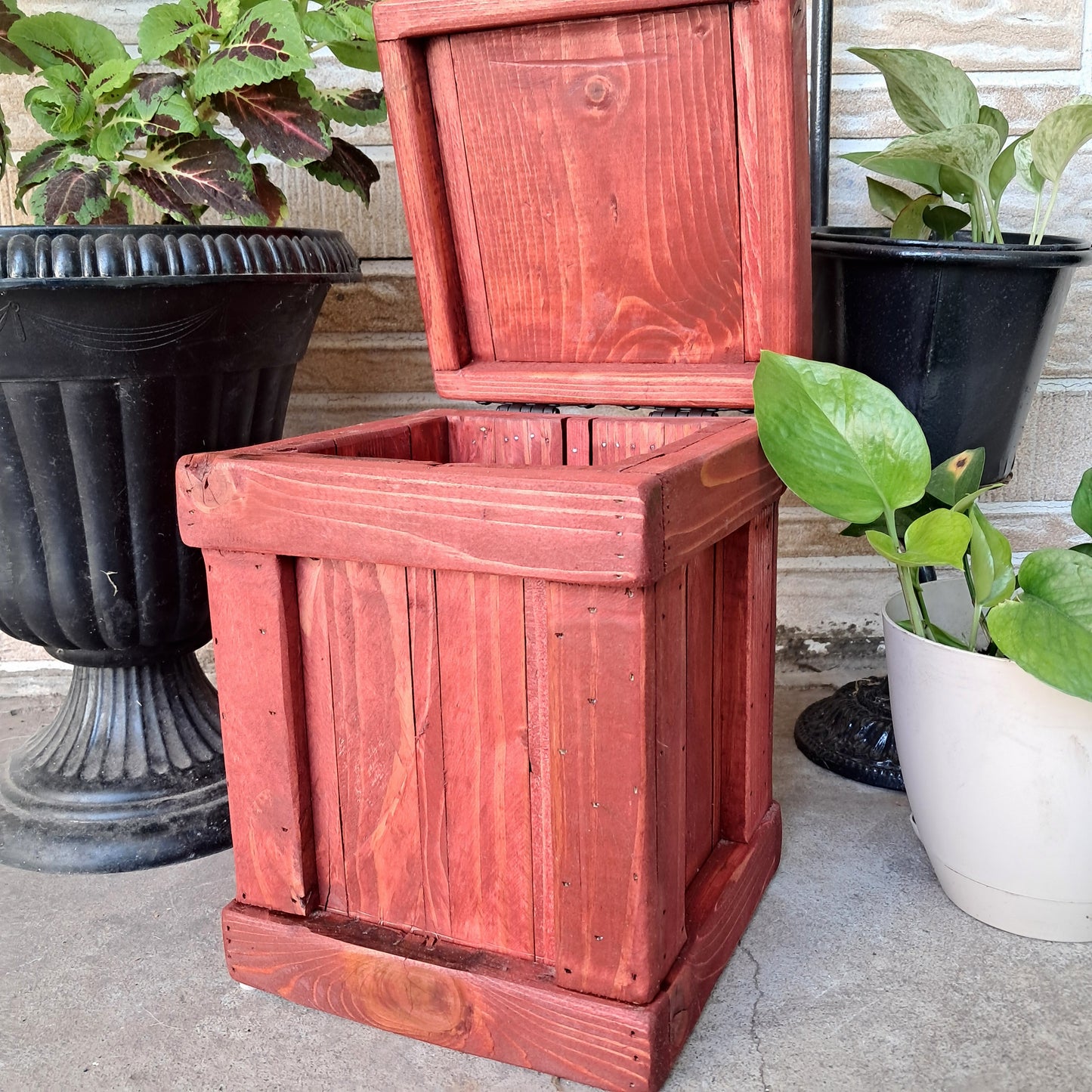 Wood Trash Container