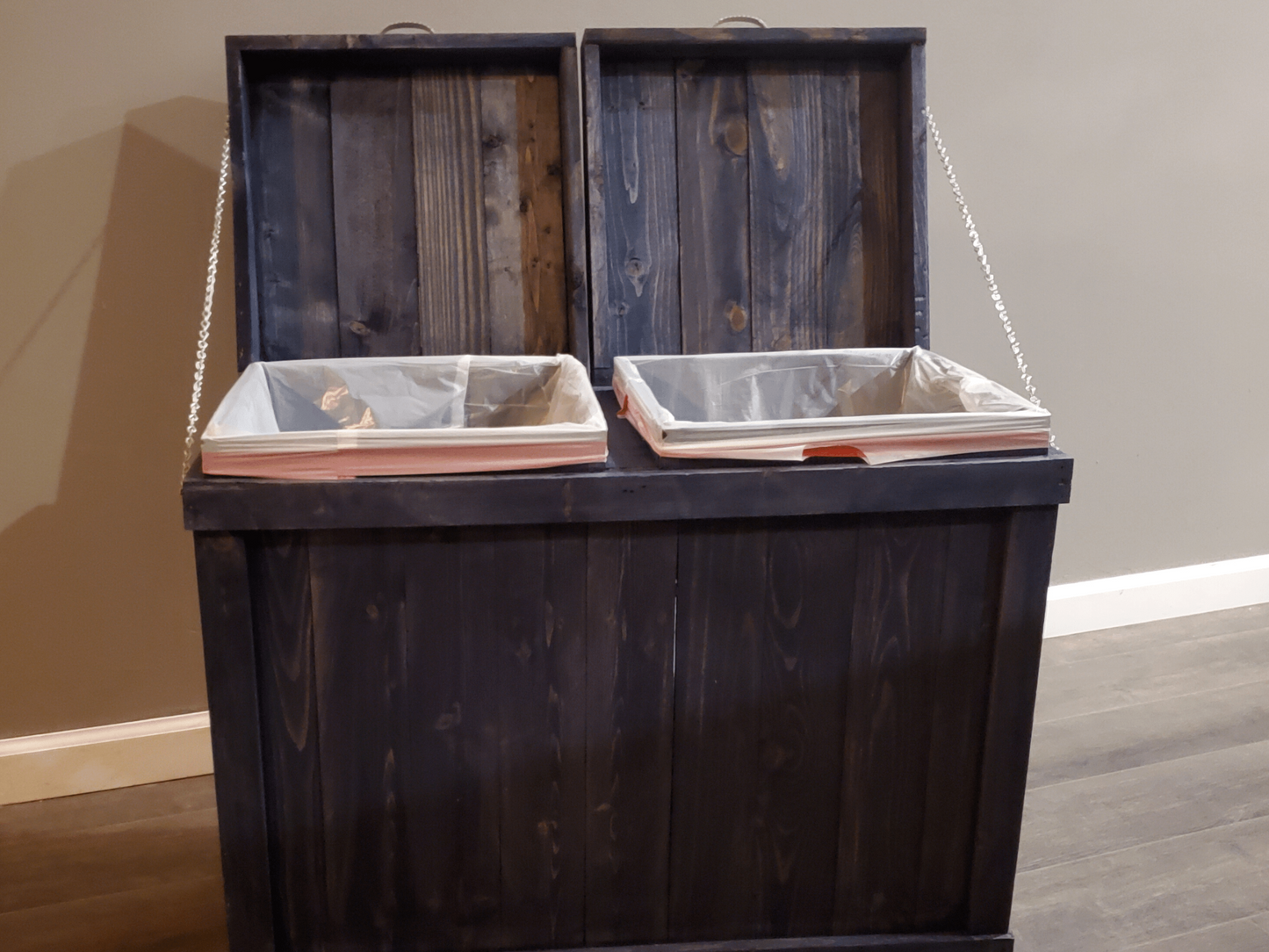 Double Sided Rustic Trash Bin