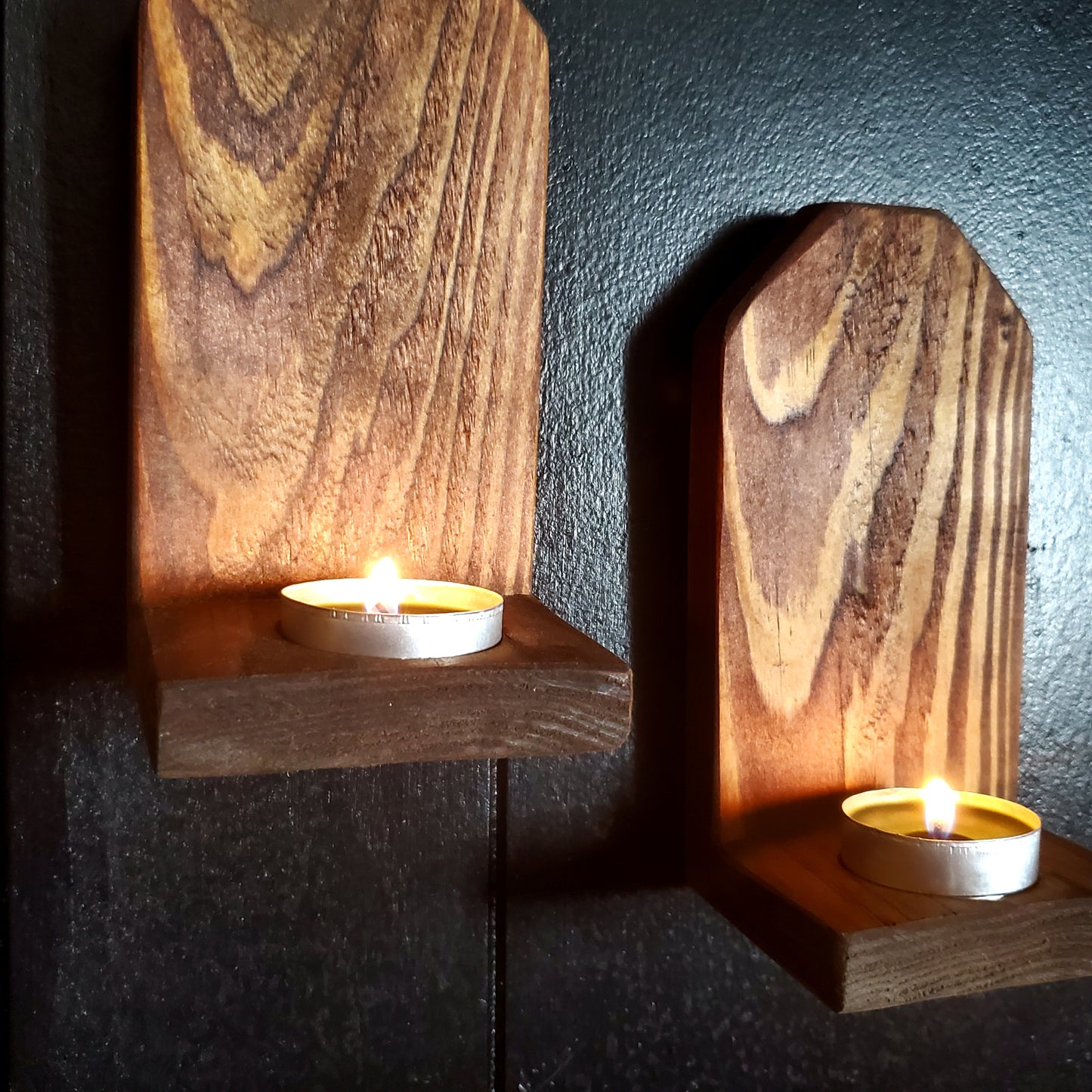 Rustic Wood Candle Holders