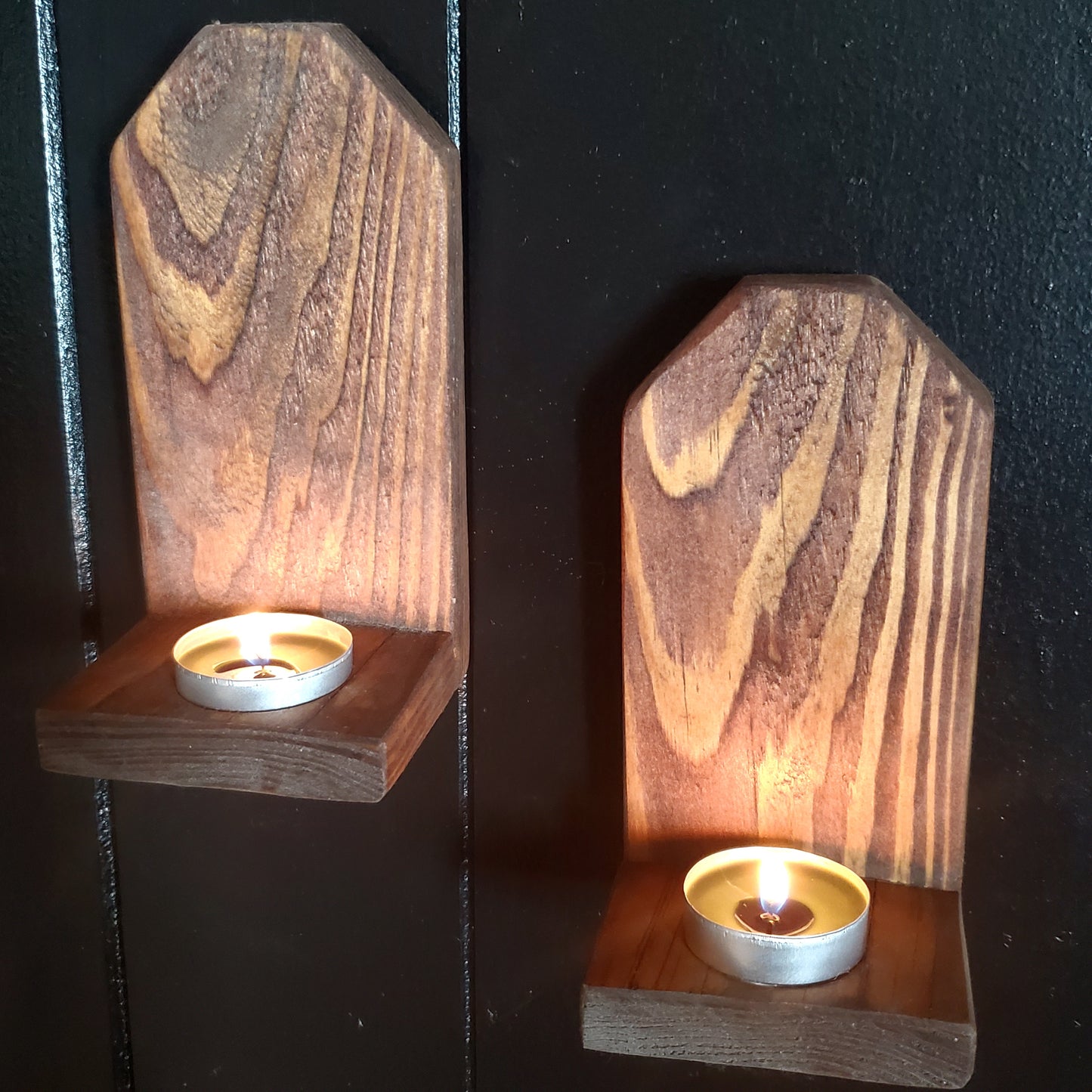Rustic Wood Candle Holders