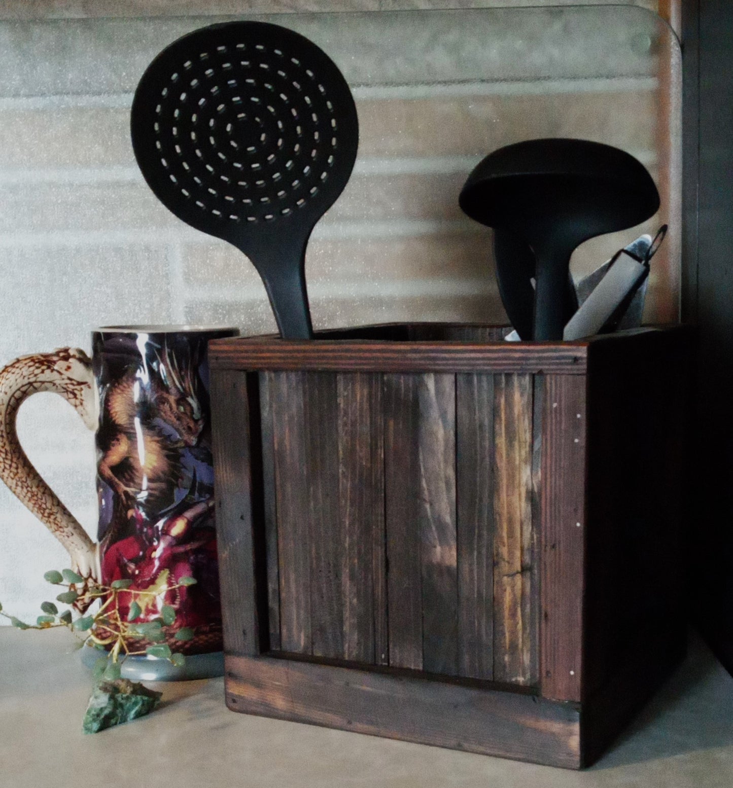 Rustic Kitchen Utensil Holder