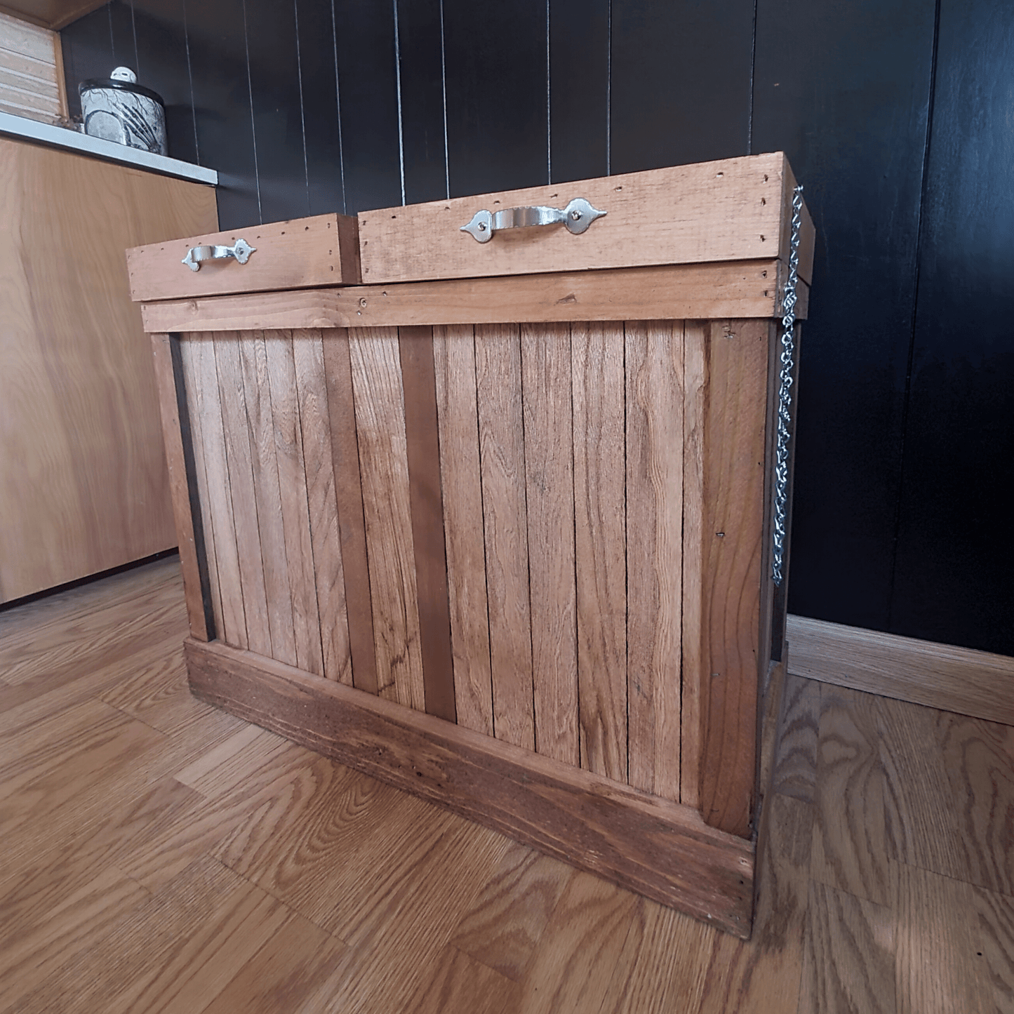 Double Sided Wood Trash Can