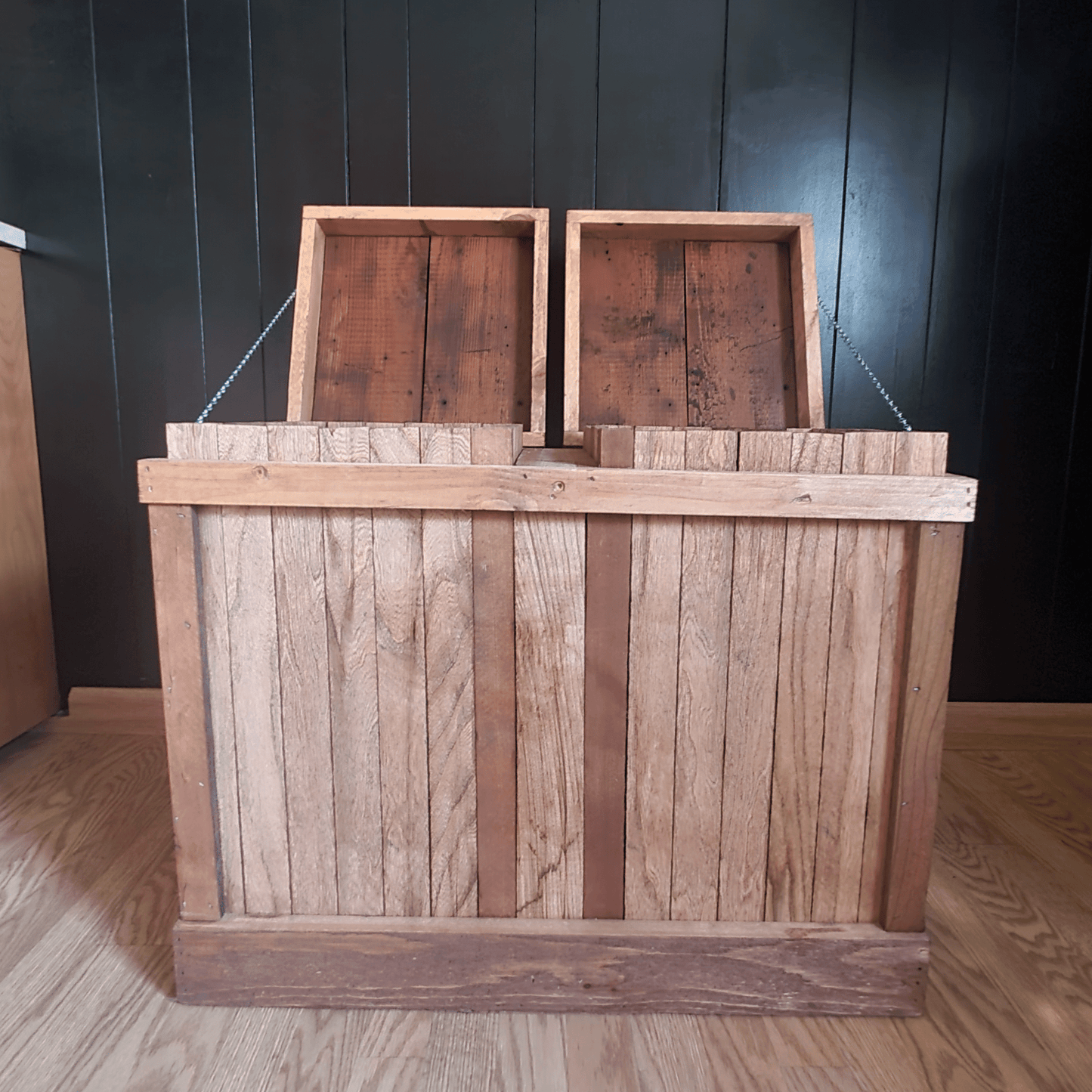 Double Sided Wood Trash Can