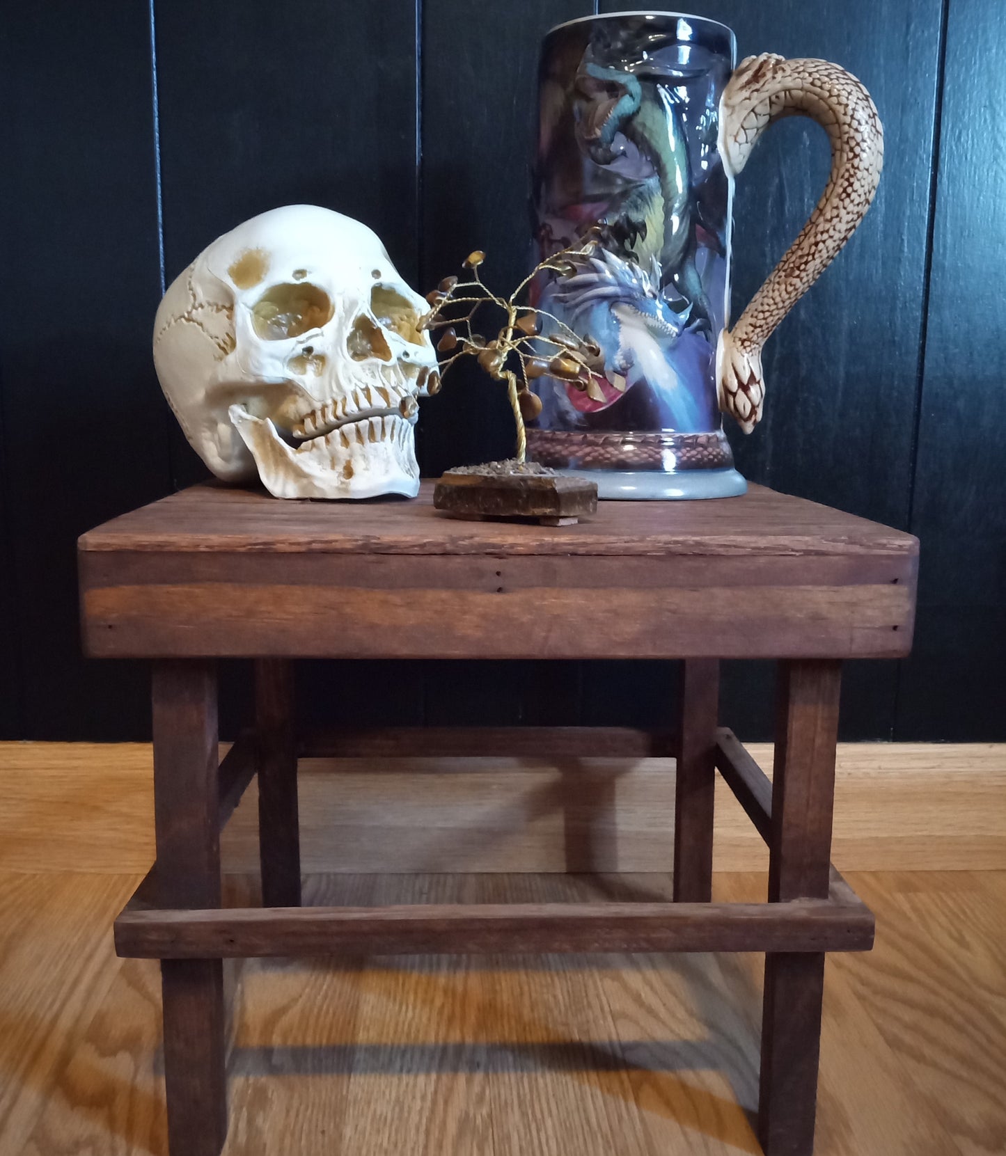 Rustic Wood Plant Stand Small Stool