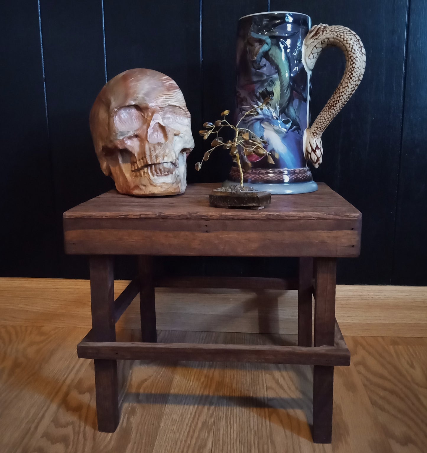 Rustic Wood Plant Stand Small Stool
