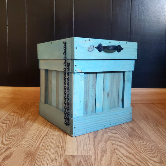 Vintage Aqua Trash Can