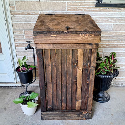 30 Gallon Country Kitchen Large Wood Trash Can with Lid