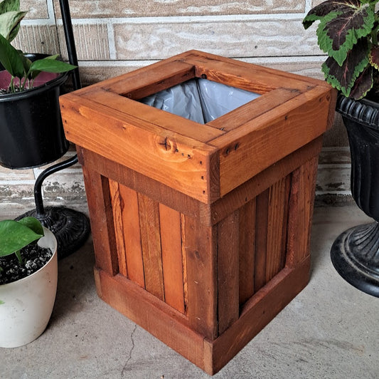 4 Gallon Rustic Wood Trash Bin