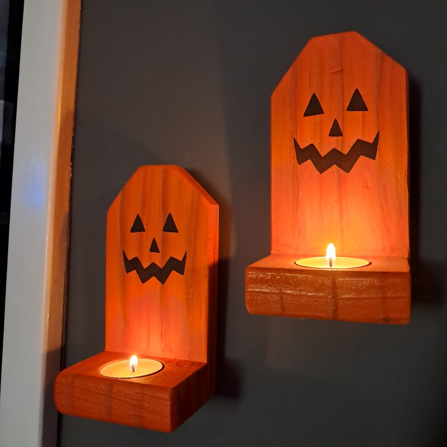 Rustic Jack O Lantern Halloween Candle Holders