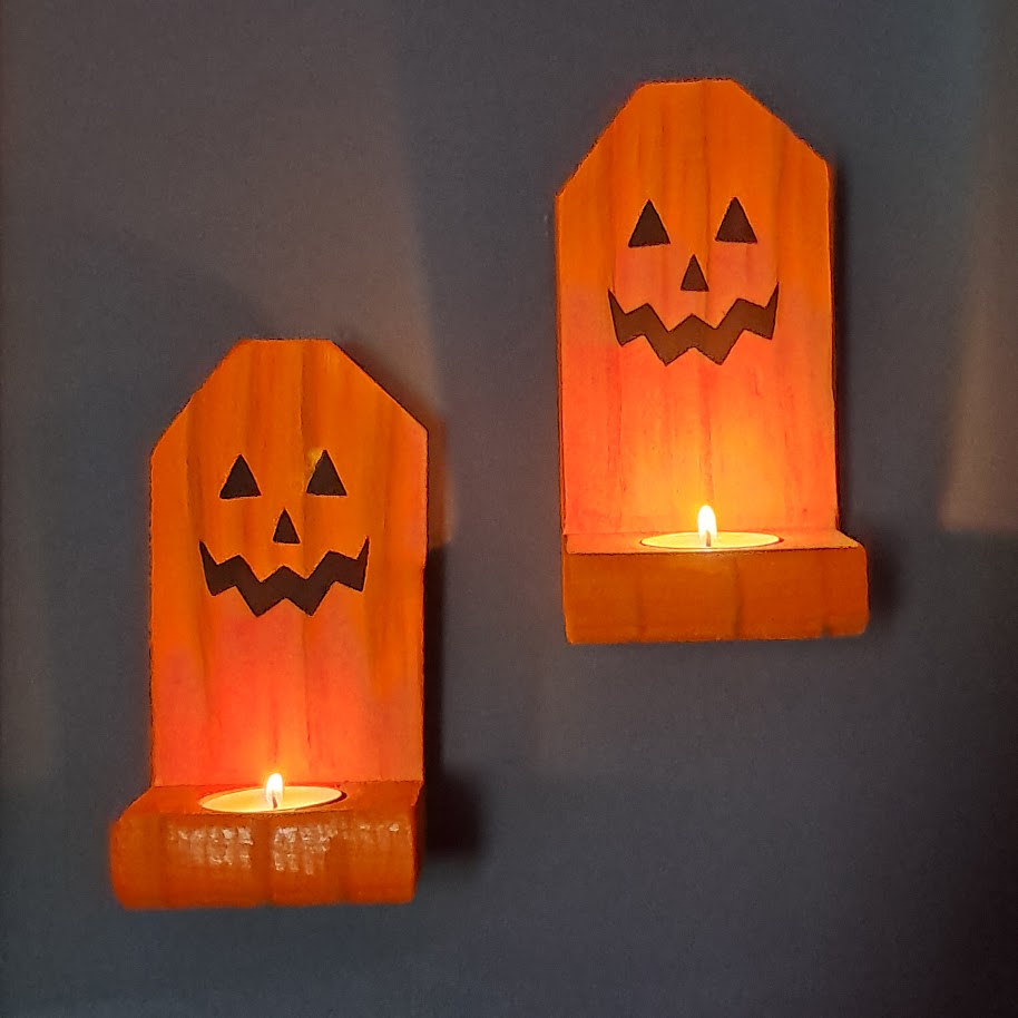 Rustic Jack O Lantern Halloween Candle Holders