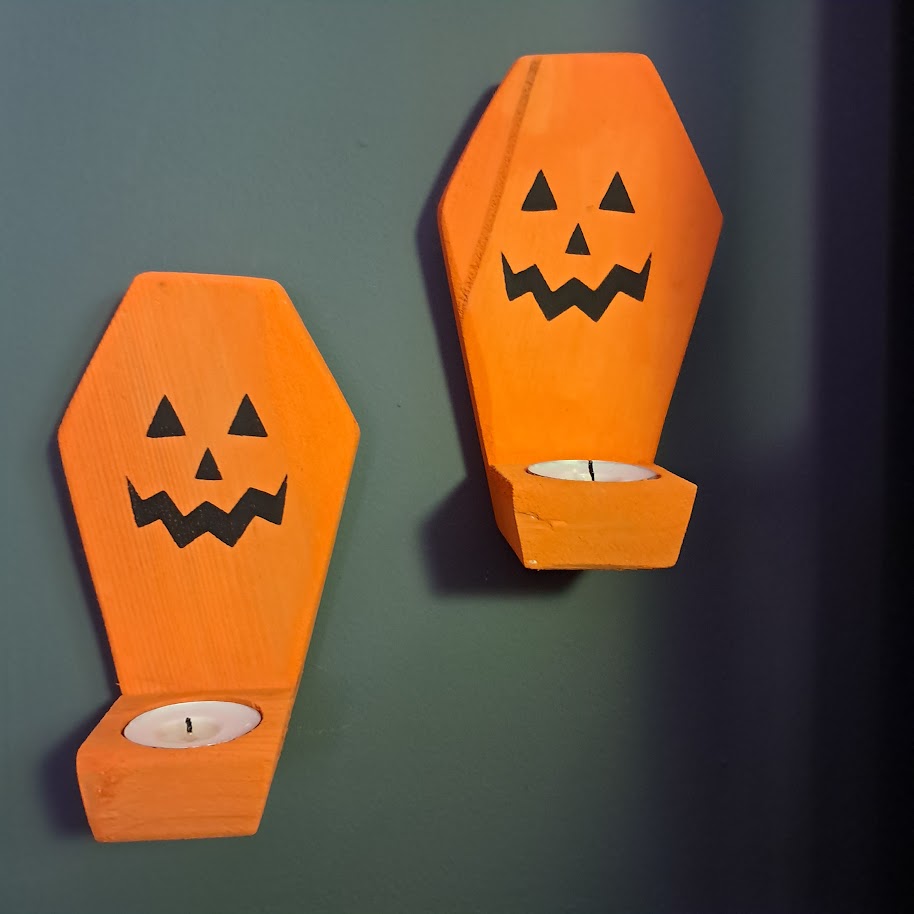 Coffin Shaped Pumpkin Candle Holders