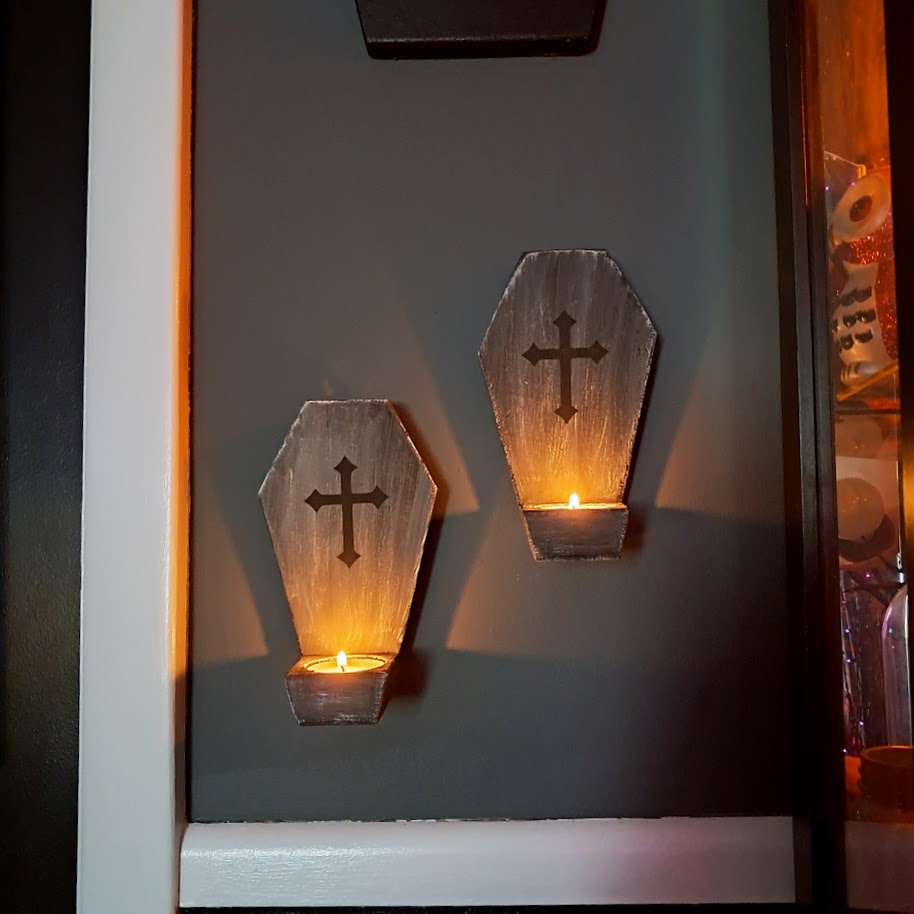 Coffin Shaped Gray Grave Tea Light Candle Holders