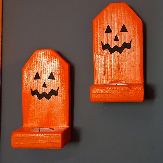 Cute Jack O Lantern Pumpkin Halloween Candle Holders