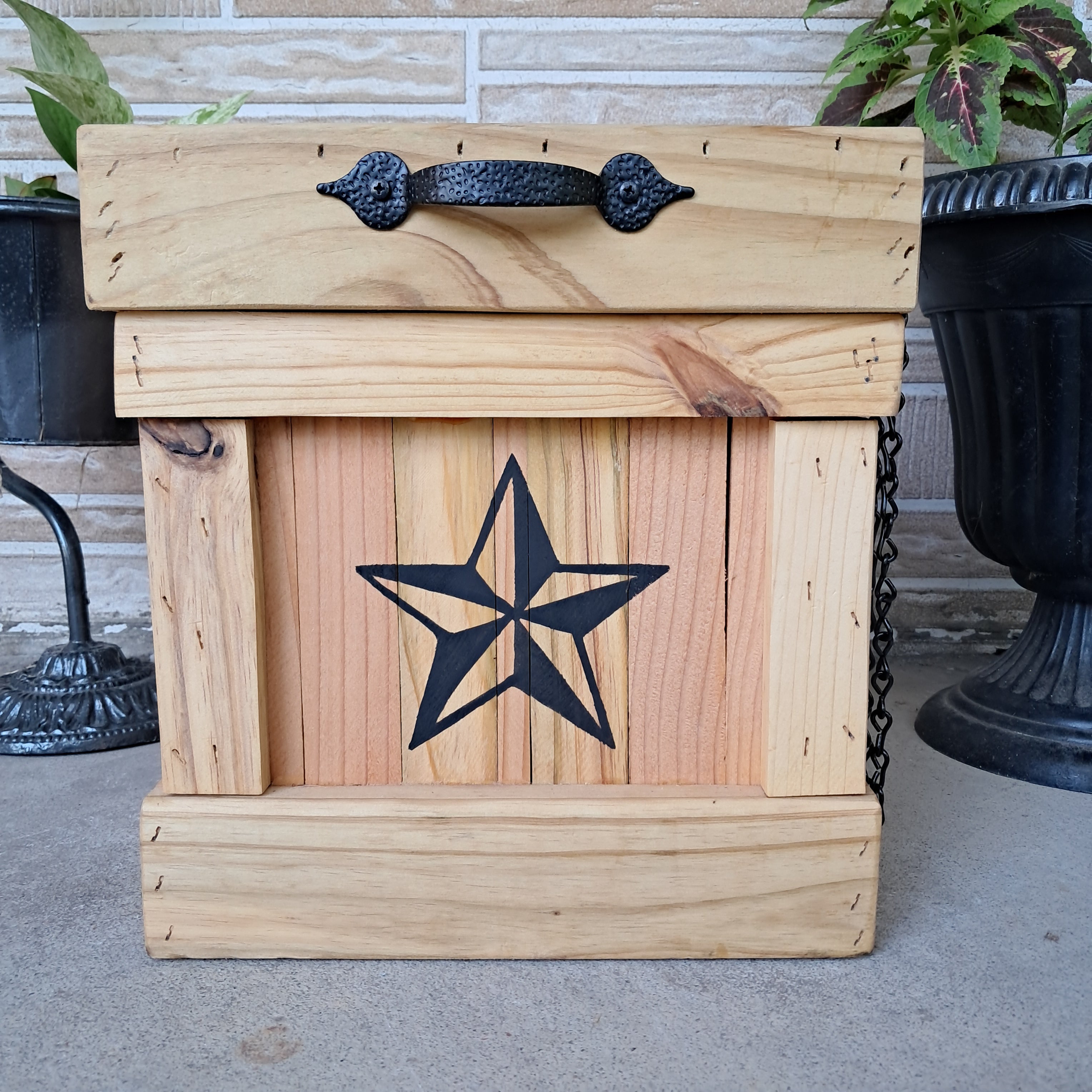 Outlet Wooden texas trashcan