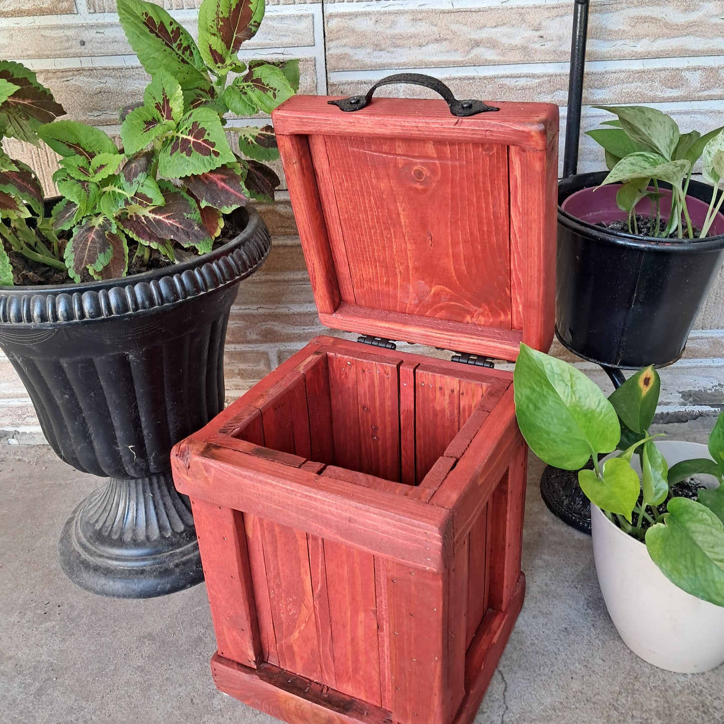 Wood Trash Container