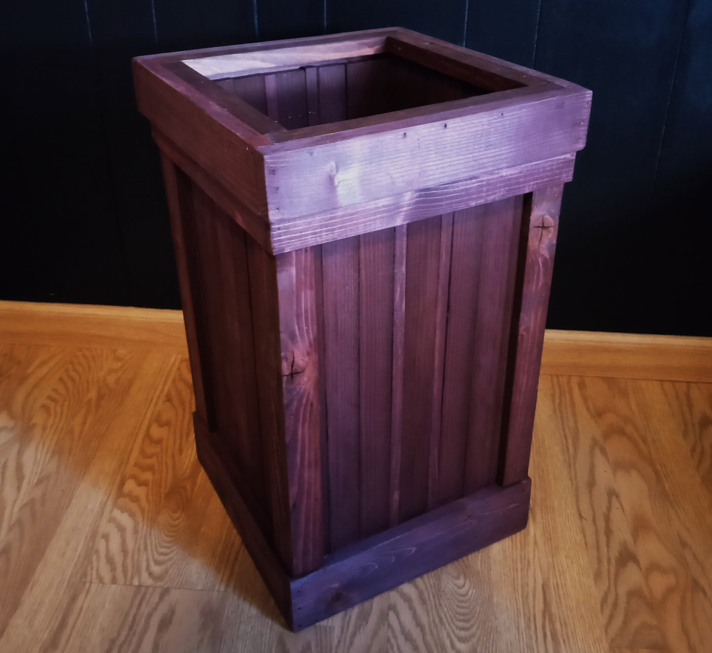 Rustic Wood Trash Can