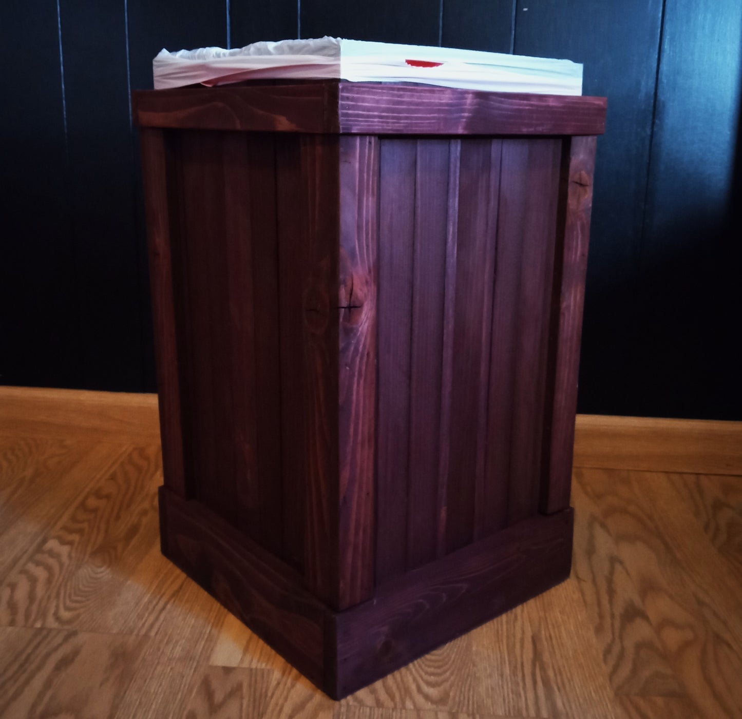 Rustic Wood Trash Can