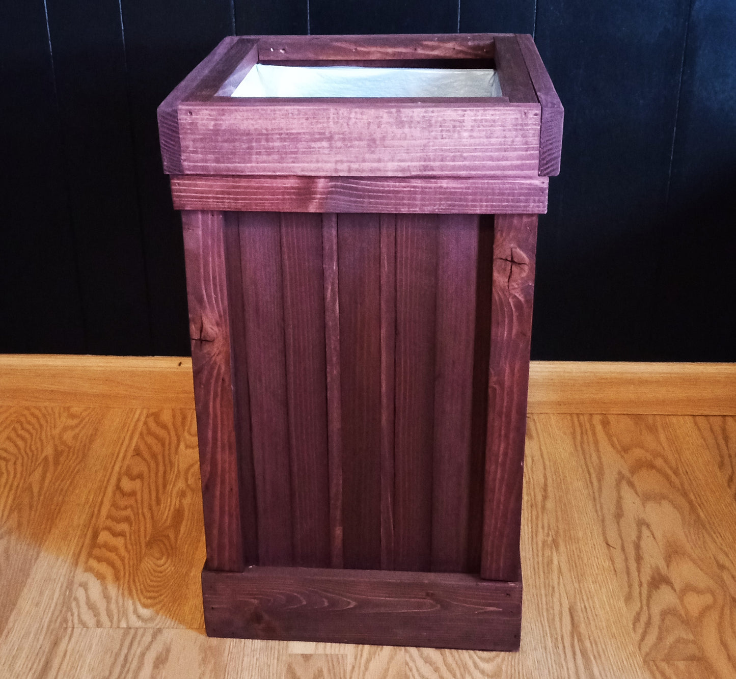 Rustic Wood Trash Can