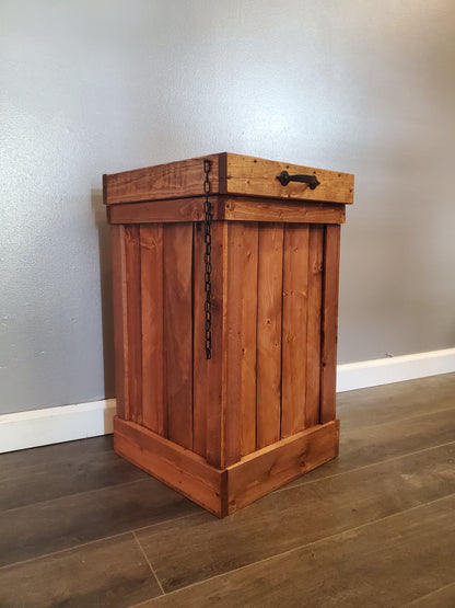 30 Gallon Double-sided Wood Trash Can, Rustic Kitchen Trash Bin
