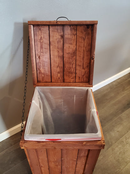 13 Gallon Rustic Wood Trash Can