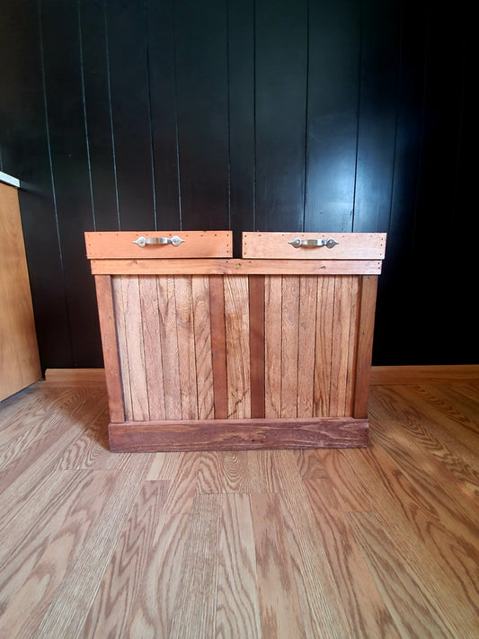 Two Sided Wood Trash Can
