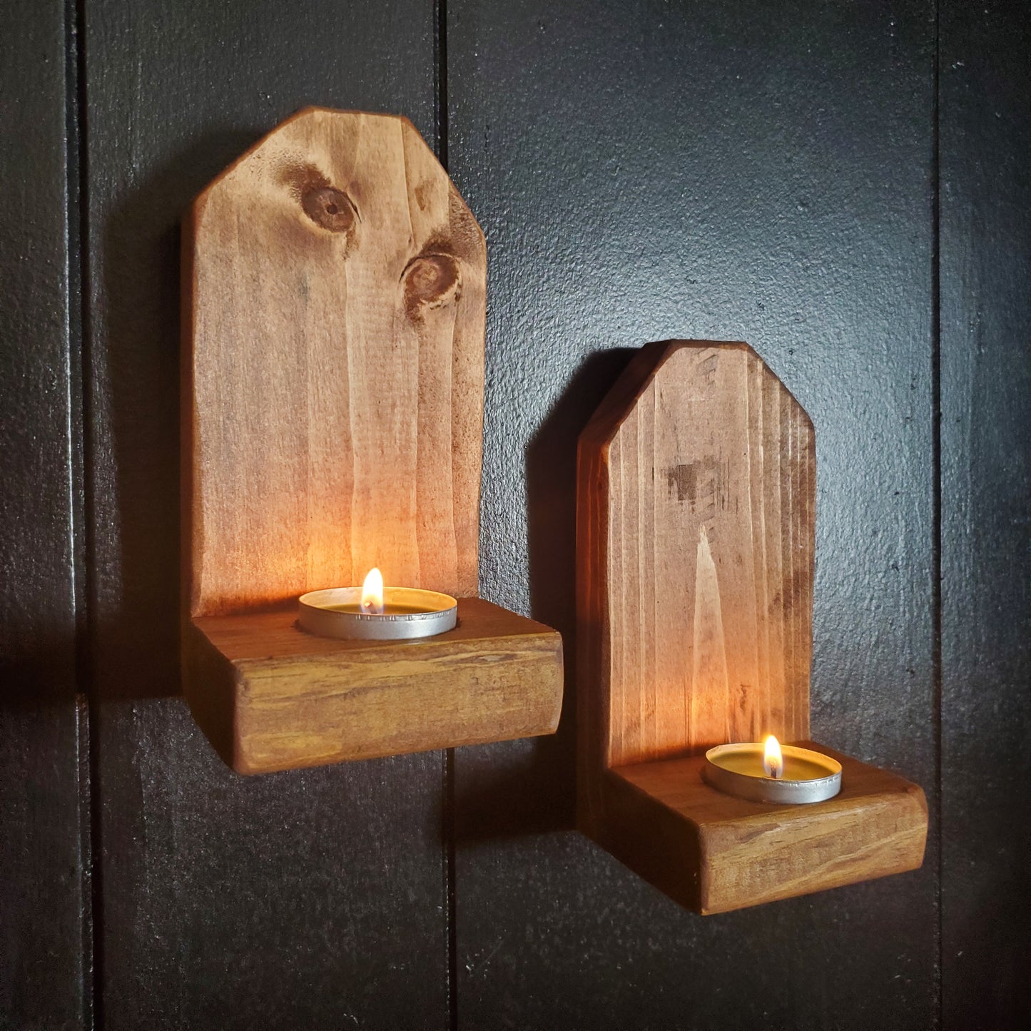 Hanging Wood Candle Holders