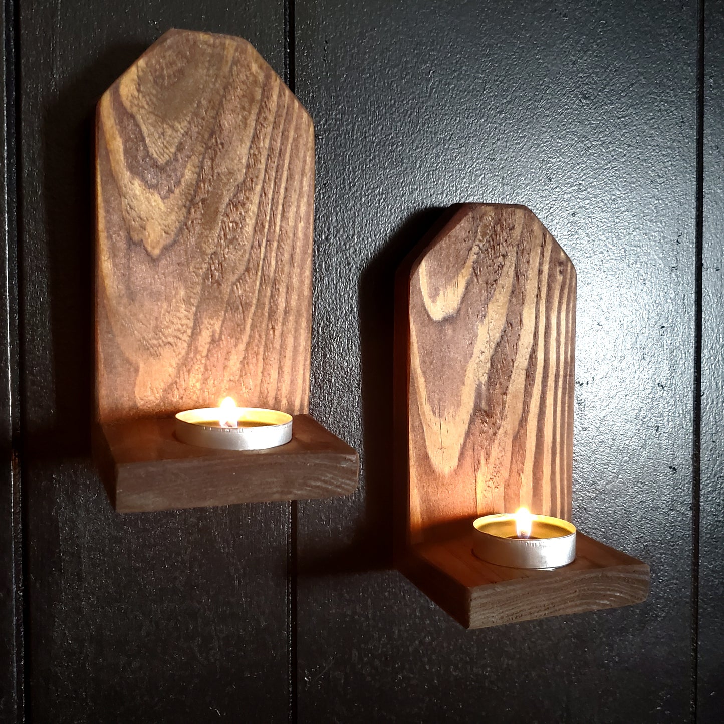 Rustic Wood Candle Holders