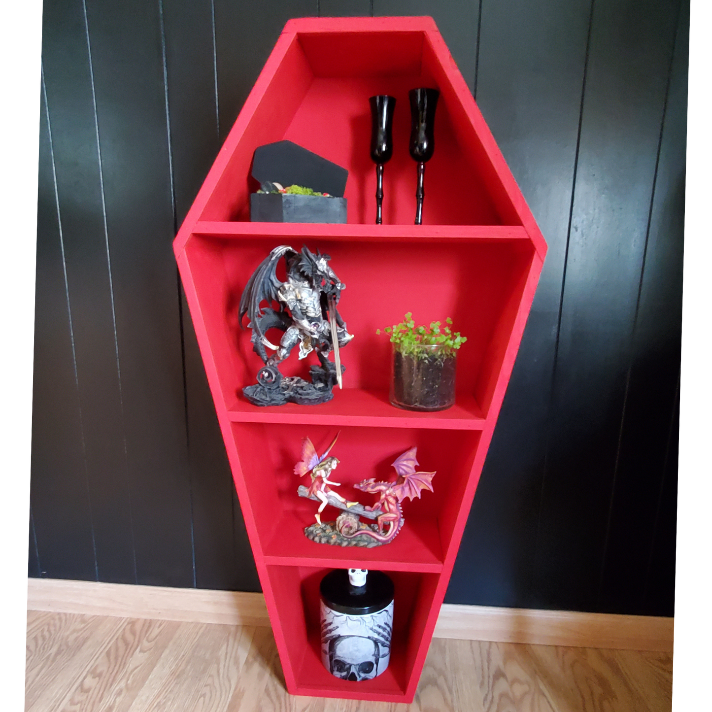 4Ft Red Coffin Shelf