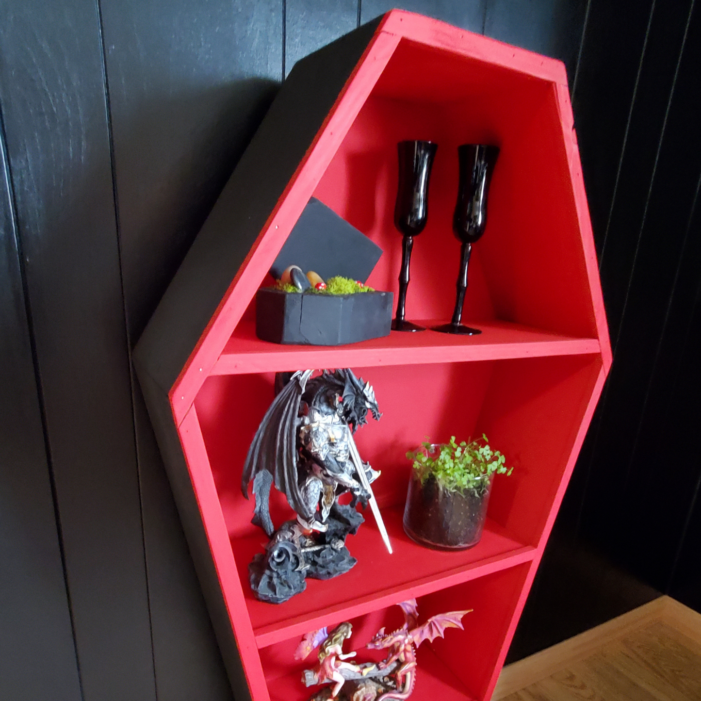 4Ft Red Coffin Shelf